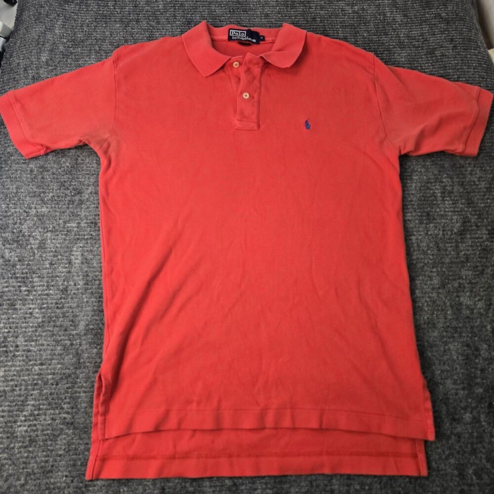 Polo Ralph Lauren Shirt Men's Polo Red Size M Short Sleeve Vintage Blue Pony